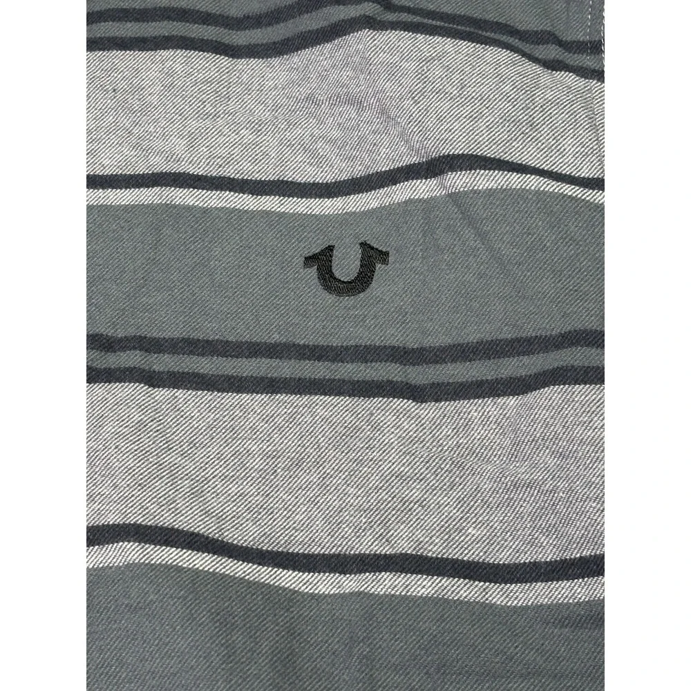 NWT True Religion Mens L/G‎ Long Sleeve Striped Button Down Shirt Shipyard